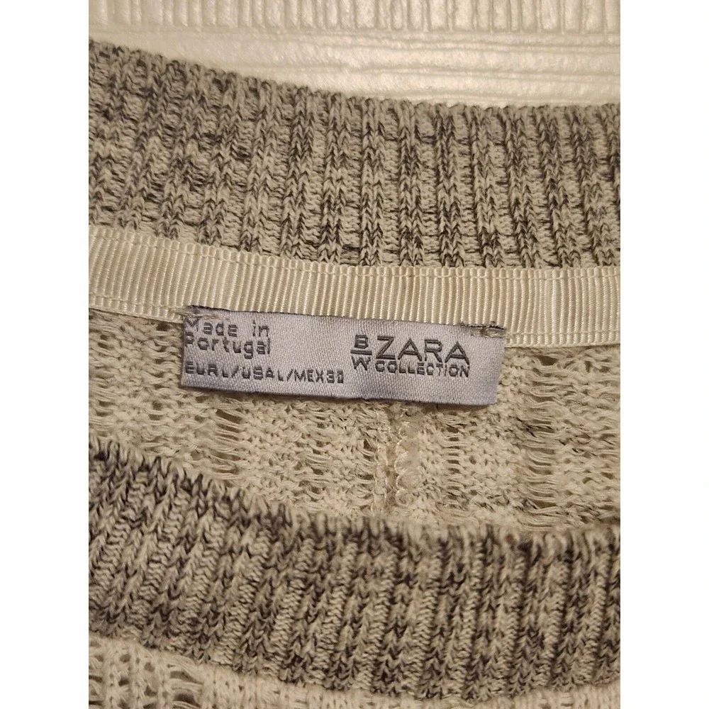 ZARA Basic Collection Women’s Ivory Knit Sweater Top Long Sleeve Slit Sides sz L